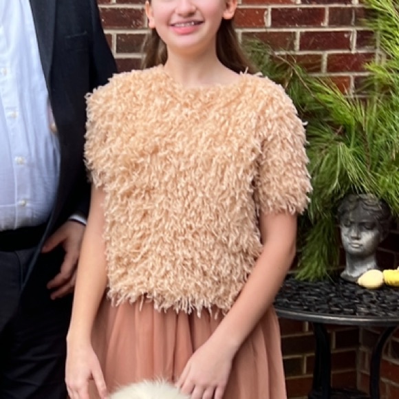 Teddy bear fuzzy Zara short sleeve top for girl 11-12 - Picture 5 of 7